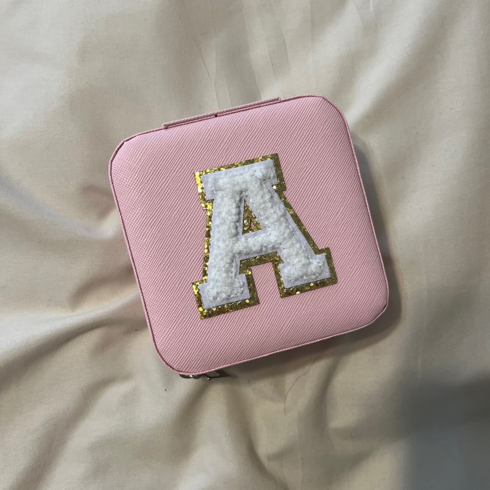 Pink Jewelry Case with Gold and White Letter A